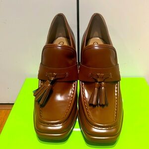 Sam Edelman leather cognac block heel loafers!
